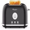Toaster 2 Slice Retro Toaster Stainless Steel with 6 Bread Shade Settings and Bagel Cancel Defrost Reheat Function, Cute Bread Toaster with Extra Wide