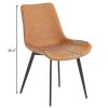 4pcs Disassembled PU Iron Pipe Curved Dining Chair Brown