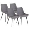 4pcs Disassembled PU Iron Pipe Curved Dining Chair Black