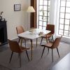 4pcs Disassembled PU Iron Pipe Curved Dining Chair Brown