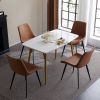 4pcs Disassembled PU Iron Pipe Curved Dining Chair Brown