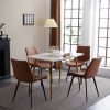4pcs Disassembled PU Iron Pipe Curved Dining Chair Brown