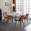 4pcs Disassembled PU Iron Pipe Curved Dining Chair Brown