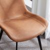4pcs Disassembled PU Iron Pipe Curved Dining Chair Brown