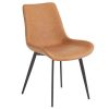 4pcs Disassembled PU Iron Pipe Curved Dining Chair Brown
