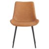 4pcs Disassembled PU Iron Pipe Curved Dining Chair Brown