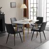 4pcs Disassembled PU Iron Pipe Curved Dining Chair Black