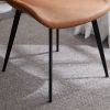 4pcs Disassembled PU Iron Pipe Curved Dining Chair Brown