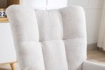 Rocking Chair, Soft Teddy Fabric Rocking Chair for Nursery, Comfy Wingback Glider Rocker with Safe Solid Wood Base for Living Room Bedroom Balcony (wh