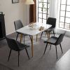 4pcs Disassembled PU Iron Pipe Curved Dining Chair Black