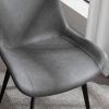4pcs Disassembled PU Iron Pipe Curved Dining Chair Black