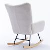 Rocking Chair, Soft Teddy Fabric Rocking Chair for Nursery, Comfy Wingback Glider Rocker with Safe Solid Wood Base for Living Room Bedroom Balcony (wh
