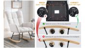 Rocking Chair, Soft Teddy Fabric Rocking Chair for Nursery, Comfy Wingback Glider Rocker with Safe Solid Wood Base for Living Room Bedroom Balcony (wh