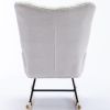 Rocking Chair, Soft Teddy Fabric Rocking Chair for Nursery, Comfy Wingback Glider Rocker with Safe Solid Wood Base for Living Room Bedroom Balcony (wh