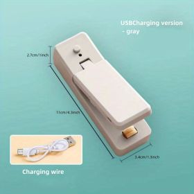 1pc Mini Household Portable Sealing Machine, Hand Pressure, Heat Sealing Machine, Food, Snacks, Plastic Bag Sealing Machine (Battery Not Included) (style: Rechargeable Model - Gray, Color: Random Color)