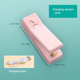 1pc Mini Household Portable Sealing Machine, Hand Pressure, Heat Sealing Machine, Food, Snacks, Plastic Bag Sealing Machine (Battery Not Included) (style: Rechargeable - Pink, Color: Random Color)