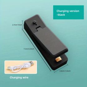 1pc Mini Household Portable Sealing Machine, Hand Pressure, Heat Sealing Machine, Food, Snacks, Plastic Bag Sealing Machine (Battery Not Included) (style: Rechargeable - Black, Color: Random Color)