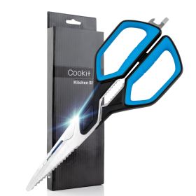 Kitchen Scissors;  Cookit Kitchen Shears Heavy Duty Stainless Steel Chef Shears Utility Come Apart Food Shears for Chicken Poultry Fish Meat Vegetable (Color: Black)